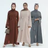 eid plaine fermé abaya robe soie velours abayas pour les femmes dubaï luxe musulman modeste robes vêtements islamiques caftan hijab robe