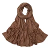 Écharpe hijab en coton polyester, jersey uni, châles longs et extensibles, turban musulman, snood, 180x60cm