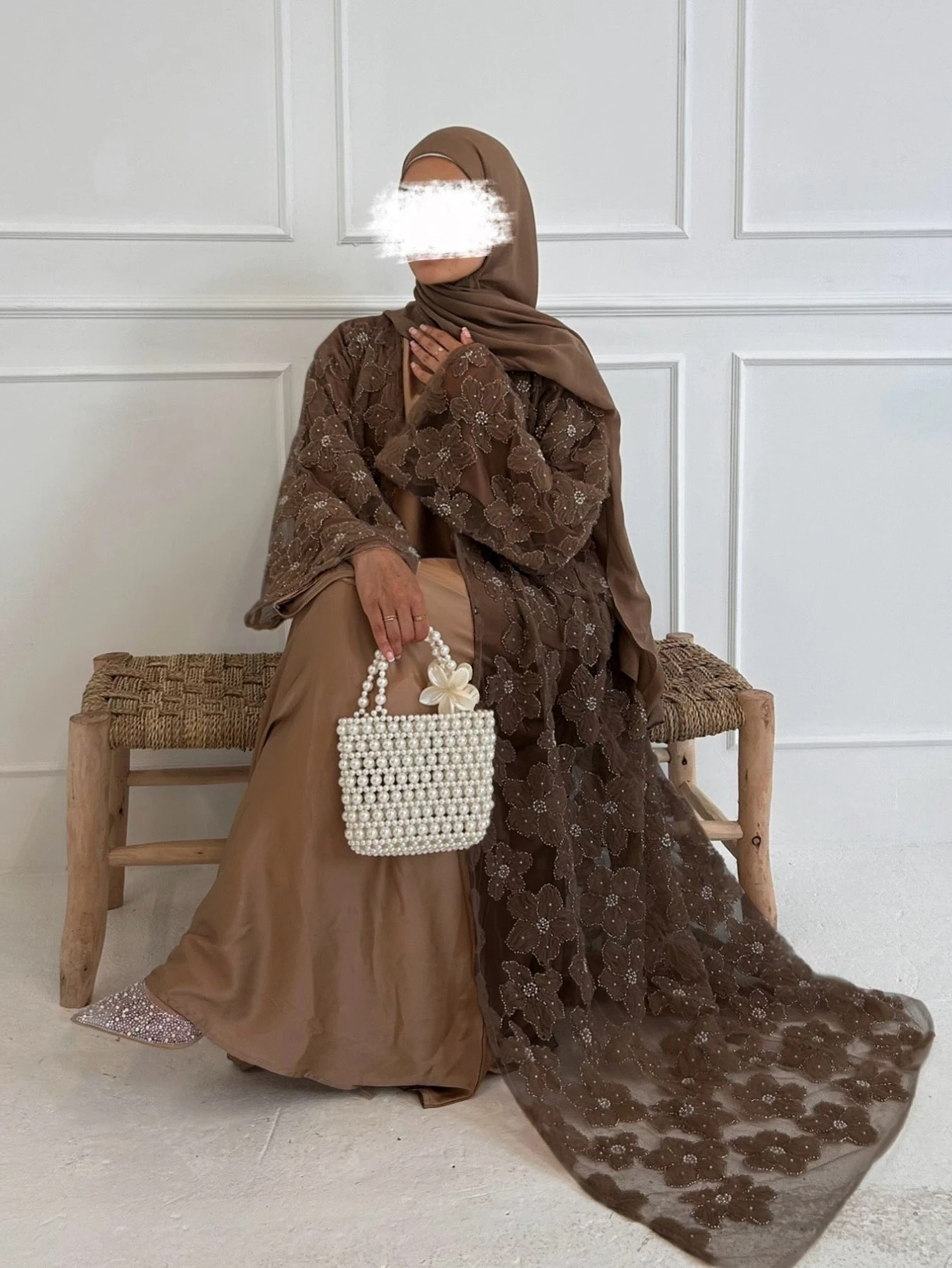 eid femmes abaya musulman cardigan robe perles fleur jalabiya ramadan robes largos islam arabe longue robe maroc caftan 2026