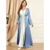 abaya – ensemble de robe intérieure brodée pour femmes musulmanes, 2 pièces, kaftan turc, robes de soirée, kimono arabe de dubaï, jalabiya