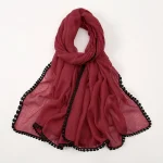 Écharpe Hijab en Coton Viscose Doux pour Femme Musulmane, Bandeau de Sauna, Châles Respirants d&rsquo;Été pour Femmes, Écharpes Solides, sulfEnveloppes de Documents