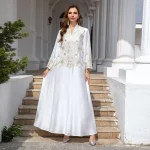 Vêtements pour femmes musulmanes transfrontaliers Robe élégante moyen-orient dubaï Costume Abaya Robe brodée Robe de soirée Robe musulmane