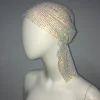 résille plaid bling strass casquette femmes foulard évider patchwork paillettes cristal à la mode sauvage bandeau turban cheveux chapeau