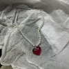 collier élégant avec pendentif en forme de cœur d'amour pour femmes, bijoux y2k, ras du cou en perles d'eau douce