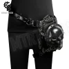 sac banane de moto personnalisé crâne pour femmes, sac à bandoulière multi transporté punk foncé, sac de ceinture de moto