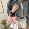 sac à main avec nœud en pu pour femmes, sac à bandoulière tendance, fourre tout carré de grande capacité, couleur unie, sac à bandoulière simple pour fête et vacances