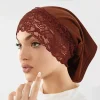 bonnet hijab en dentelle de style malaisien, sous capuchon respirant pour femmes musulmanes, couvre chef élégant pour la prière quotidienne