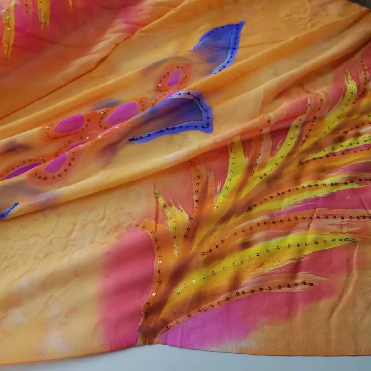 tissu georgette en soie avec paillettes, 100% soie, tissu scintillant pour robe saree, écharpe hijab toub, matériel de couture pour bricolage