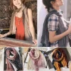 foulard en lin de coton rétro automne hiver plissé soie longs châles musulman froissé hijab foulard dégradé couleur froissé foulards