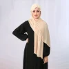 hijab en jersey modal musulman avec aimants intégrés, couleur unie, châle facile à porter avec sous capuchon pour femmes musulmanes