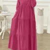 zanzea robe longue abaya pour femme musulmane, manches sulf, couleur unie, volants, vêtement islamique, mode automne