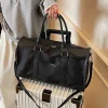 sac de voyage élégant en cuir – sac de week end réglable et de grande capacité avec fermeture à glissière et sangles en cuir durables