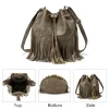 sac seau chic en cuir à franges avec longue sangle – design bohème élégant, convient au coussinet