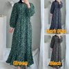 robe musulmane à manches longues et col rond pour femmes, mode musulmane, vintage, ourlet à volants, robe d'été, turquie, caftan, adt