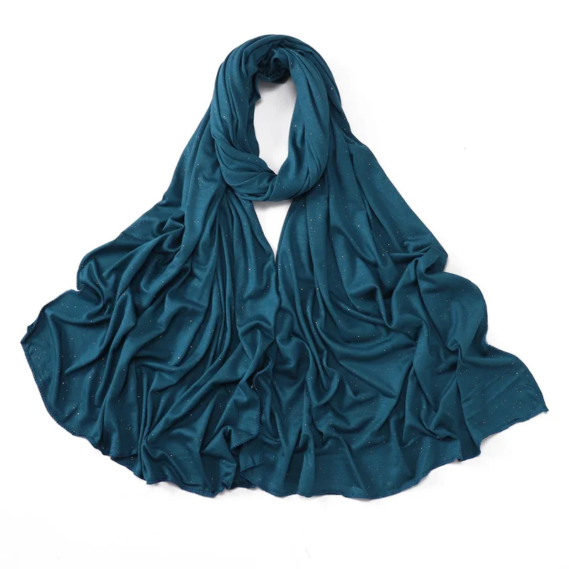 châle hijab en jersey modal scintillant uni pour l'hiver, Écharpe musulmane artificiel astique du ramadan, maxi round snood, Étole foulards, 175x55cm