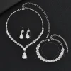 Ensemble de bijoux de mariée de luxe Vintage, élégant, collier et boucles d&rsquo;oreilles en Zircon, tempérament exquis, Bracelet en strass, mariage