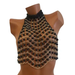 Soutien-gorge en perles élégant, chaîne corps, accessoire bijoux tendance pour plage des femmes