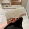 pochette à paillettes argentées pour femmes, sac à main enveloppe, sac de soirée, sac à main long élégant, sacs joinitiated, sac à main de fête de mariage, mode pour dames