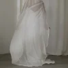 ethereal voile de mariage en mousseline soyeuse, voile long simple et élégant avec peigne zv078