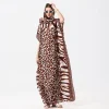 robe maxi d'été bohème pour femmes, imprimé léopard, en soie, surdimensionnée, vêtements pour femmes africaines, dubaï dashiki abaya