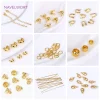 Accessoires de fabrication de bijoux à bricoler soi-même, perle à sertir en laiton plaqué or 18 carats, fermoirs à volet, protecteur pour bijoux, fournitures pour bijoux