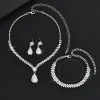 ensemble de bijoux de mariée de luxe vintage, collier et boucles d'oreilles en zircon exquis, tempérament élégant, bracelet en strass pour filles