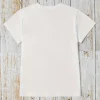 t shirt graphique floral brodé, haut à manches courtes et col rond avec motif de fleurs bleues et blanches, amoureux de la mode, chic et décontracté
