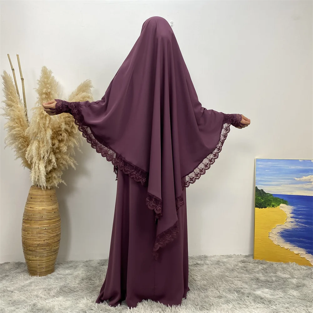 abaya avec tiens imar pour femmes musulmanes, ensemble islamique, hijab de prière, grande taille