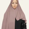 musulman premium jersey hijab écharpe femmes hijab instantané longueur inégale des deux côtés facile à porter doux jersey plaine châle enveloppes