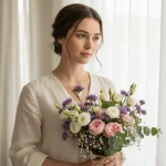 Collier Bouquet de fleurs en argent, chaîne de clavicule en cuivre avec nœud, peut être arrêté de fleurs, bijoux de saint-valentin