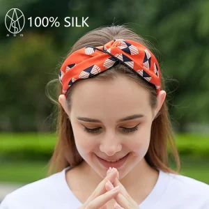 100% naturel mûrier soie bandeau luxe soie élastiques torsadé tête enveloppement bandeau écharpe Style bohème femmes cheveux accessoires