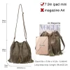 sac seau chic en cuir à franges avec longue sangle – design bohème élégant, convient au coussinet
