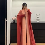 Abaya de luxe pour femmes, avec col évasé, manches longues, dégradé de couleur, Cardigan rétro à nouer, ample, grande taille, pour vêtements de fête