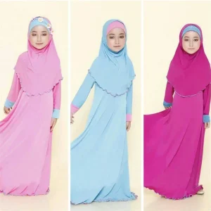 Abaya de Ramadan pour petites filles, robe longue avec hijab, burka maxi, caftan pour enfants, robes de prière