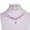 ensemble de bijoux en cristal brillant pour fête de mariage, boucles d'oreilles exquises en strass, collier goutte d'eau de luxe pour femmes