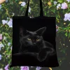 Sac à main chat noir vibrant pour femmes, fourre-tout en tissu de lin, sacs à bandoulière pour femmes, sacs de Shopping écologiques pliables et réutilisables