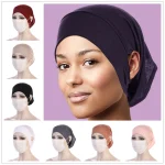 Hijab islamique pour femmes, sous-écharpe, couleur unie, sous-capuchon avec trou d&rsquo;oreille, casquettes Hijab, Bandanas, sous-bouchons pour Hijabs
