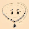 ensemble de bijoux en cristal à la mode, collier et boucles d'oreilles, pendentif de luxe haut de gamme, design original, incrusté