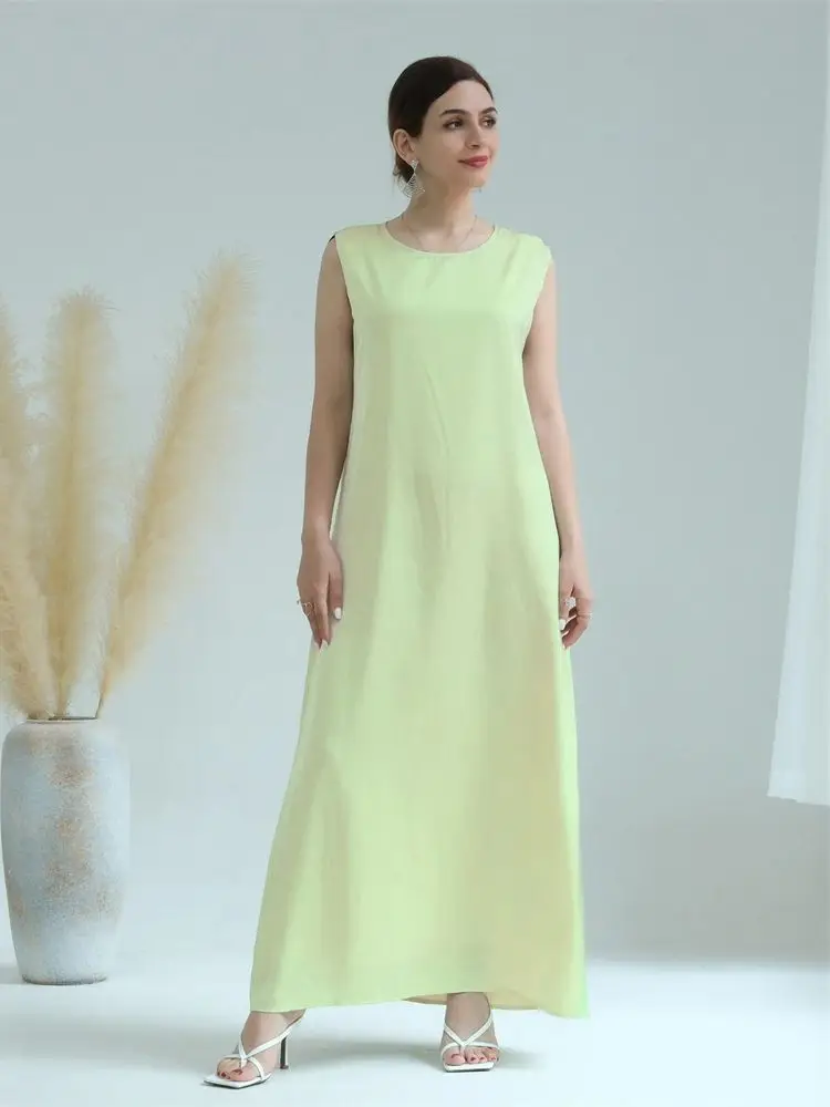 noir blanc satin soyeux miroitant sous abaya robe dubaï luxe 2024 été femmes turquie islam robe musulmane robes musulmanes