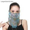 voiles de performance fleur paillettes perles décor transparent dentelle danse du ventre tribal visage voiles sangle réglable voiles de danse indienne