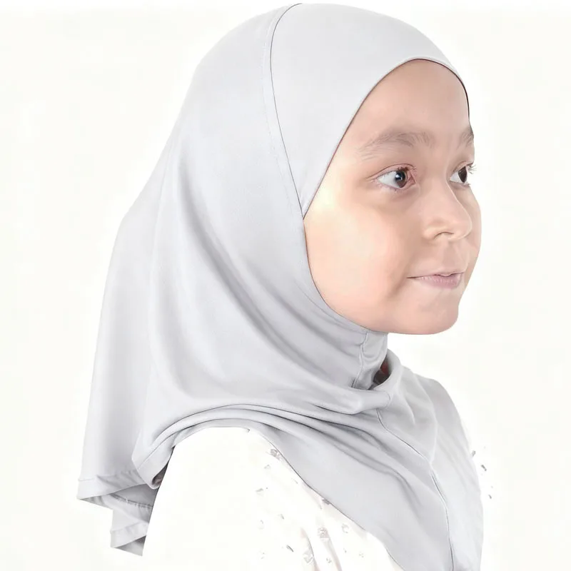 prêt à porter hijab filles enfant foulard écharpe instantanée musulman enfants écharpe chapeaux couleur unie pour (2 7 ans)
