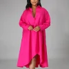 robe chemise élégante à manches longues pour femmes, rose boutonnée, irrégulière, rêver, mode de rue, loisirs, automne, nouvel article, 2024