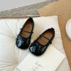 ballerines rondes en cuir verni pour bébé fille, chaussures de ballerine classiques avec nministériels d papillon et bande artificiel astique, robe douce pour enfant en bas Âge