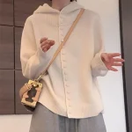 Pull à capuche pour femmes, automne et hiver, Style paresseux, Cardigan tricoté doux et occidental, sensation haut de gamme, vêtements d&rsquo;extérieur