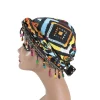 foulard élastique polyvalent en perles colorées, hijab, style ethnique, pré cravate, enveloppe de tête, dôme de style indien imprimé, turban de queue quotidien