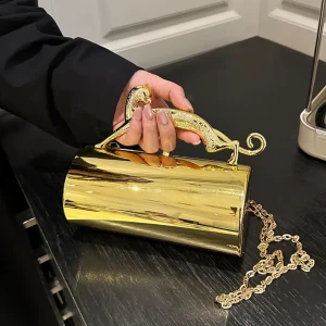 Animaux léopard poignée en métal pochette de soirée à la mode sac à main de fête dame de haute qualité acrylique épaule sac à bandoulière Mini sac à main