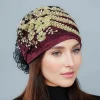 foulard de tête dentelle turban chapeaux fleur strass été mince foulard élastique cravate hijab turban chapeau islamique sous écharpe filles