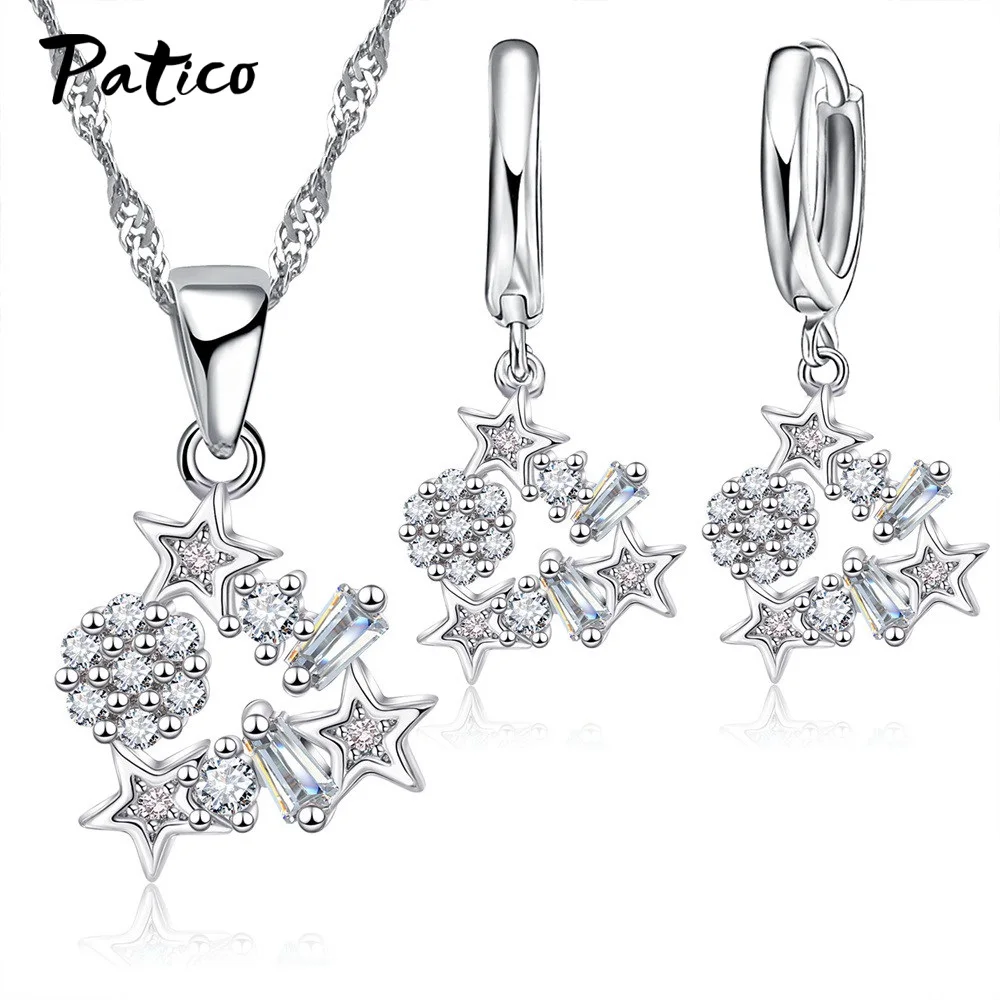 Ensembles de bijoux élégants en argent regardé 925 pour femmes, collier de boucles d'oreilles, tour de cou en biscuits colorés, boucles d'oreilles étoiles, cadeaux de bijoux