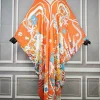 injkaftan robe longue à imprimé géométrique, col en v, style boho, tenue de plage, pour fête, club, été