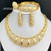 Ensemble de bijoux de dubaï pour femmes, plaqué or 18 carats, collier, boucles d&rsquo;oreilles, Bracelet et bague de luxe, bijoux pour fête de mariage, tendance